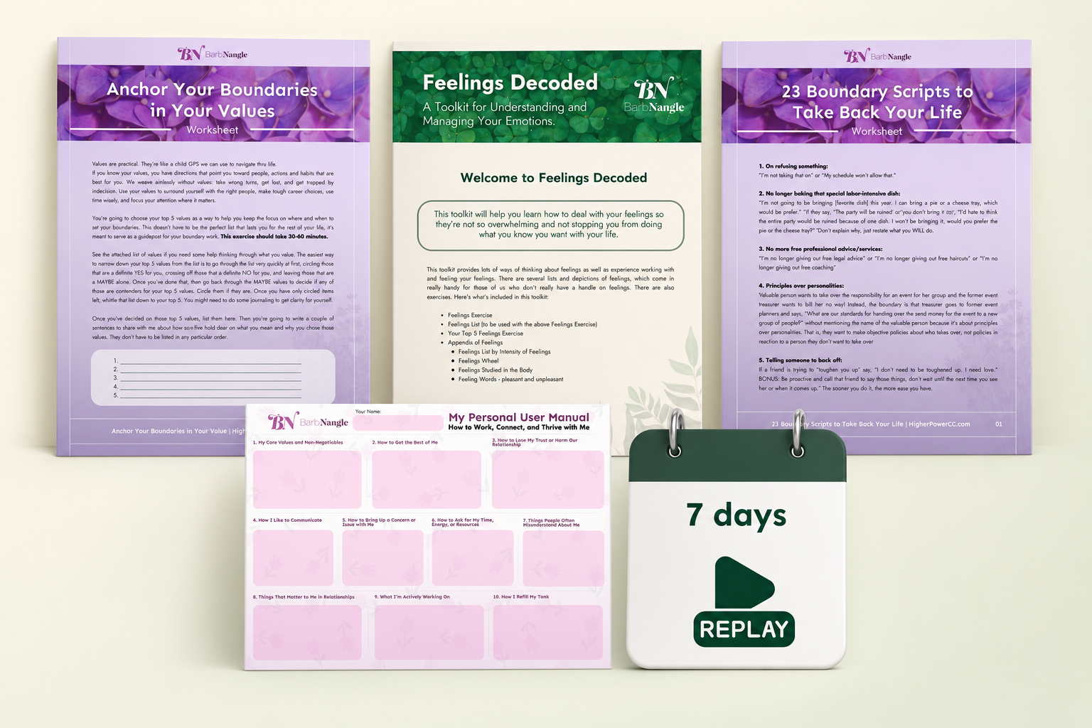 images of handouts for the Boundary Bootcamp